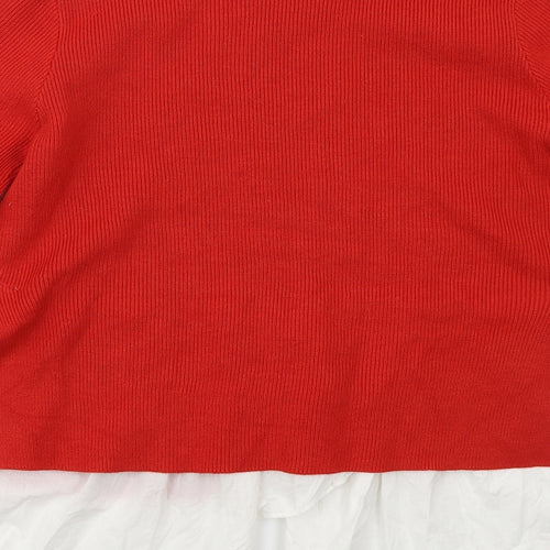 Yu & Me Womens Red Crew Neck  Viscose Pullover Jumper Size M