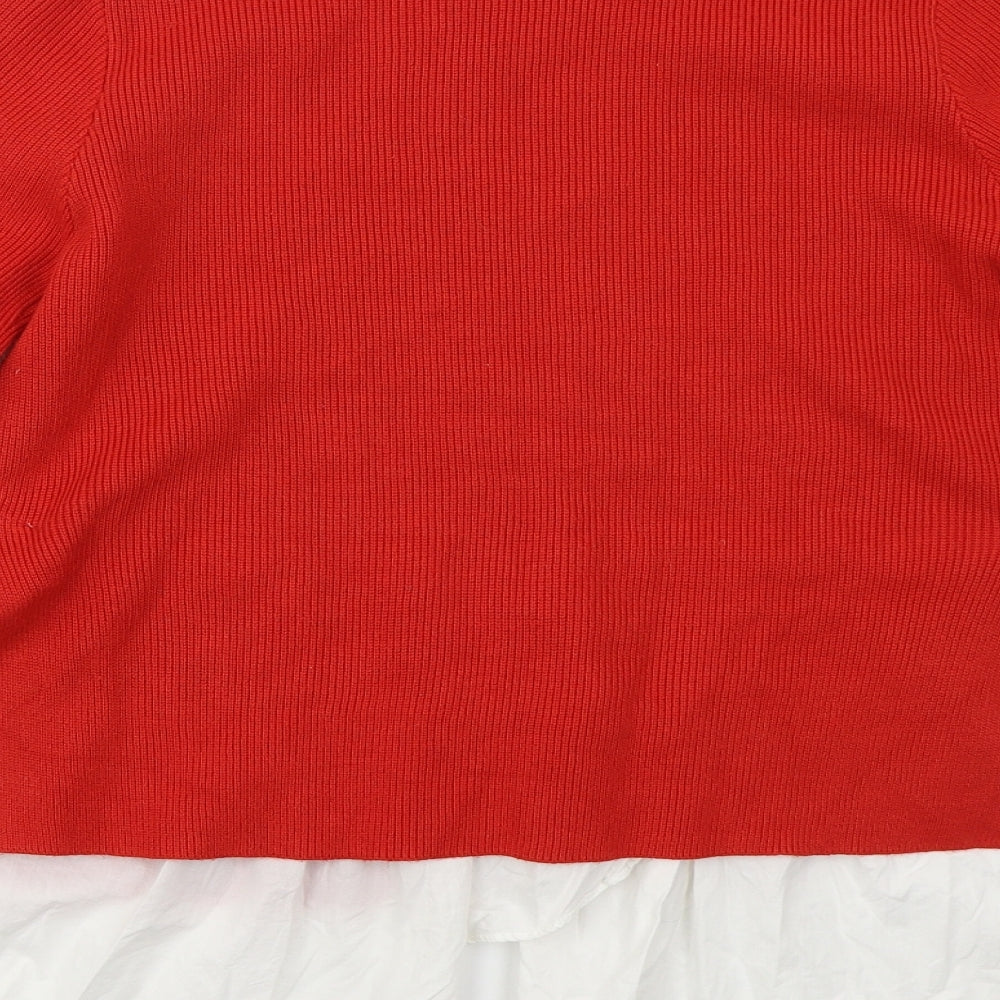 Yu & Me Womens Red Crew Neck  Viscose Pullover Jumper Size M