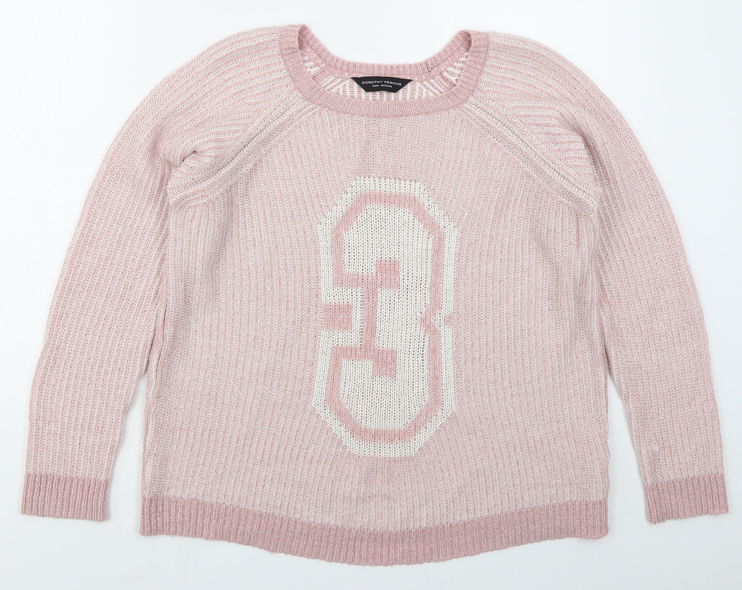 Dorothy Perkins Womens Pink Crew Neck  Acrylic Pullover Jumper Size 14   - 3