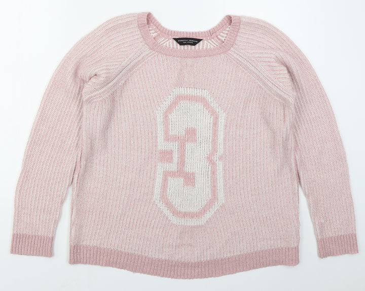 Dorothy Perkins Womens Pink Crew Neck  Acrylic Pullover Jumper Size 14   - 3