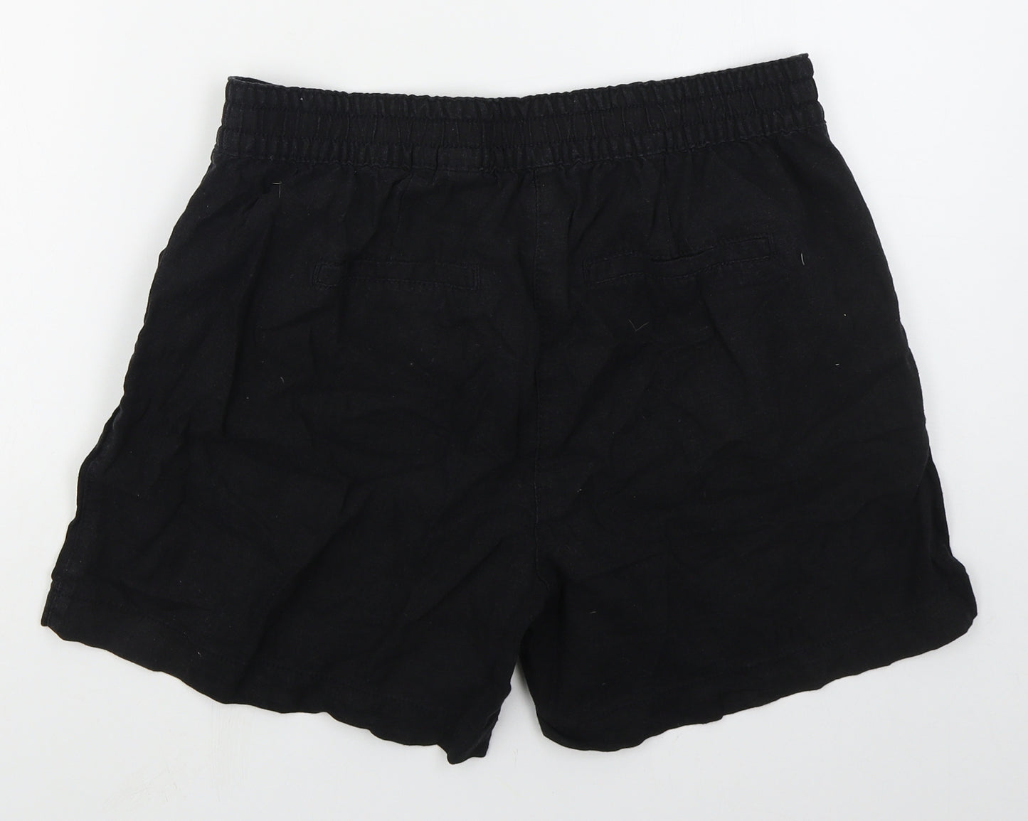 NEXT Womens Black  Linen Mom Shorts Size 12 L5 in Regular Button