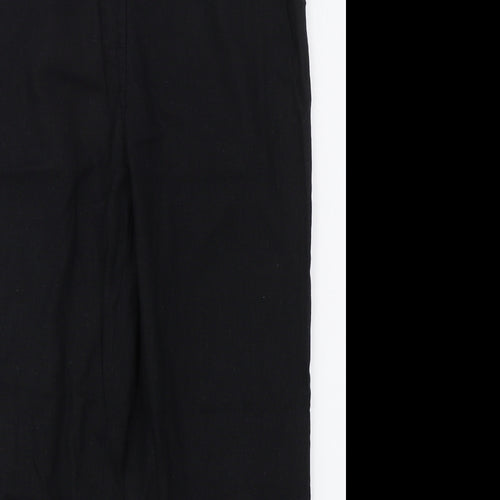 Peacocks Womens Black  Linen Trousers  Size 12 L24.5 in Regular Button