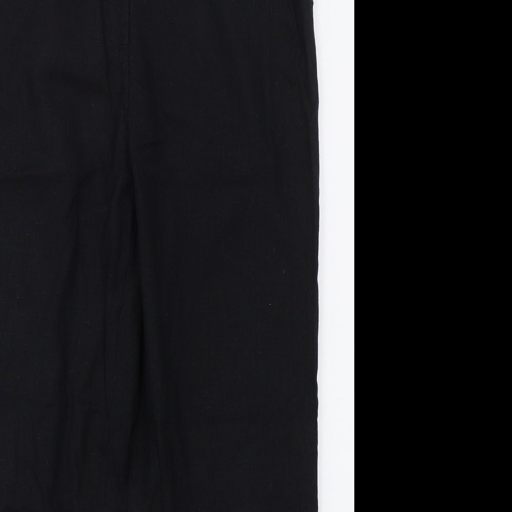 Peacocks Womens Black  Linen Trousers  Size 12 L24.5 in Regular Button
