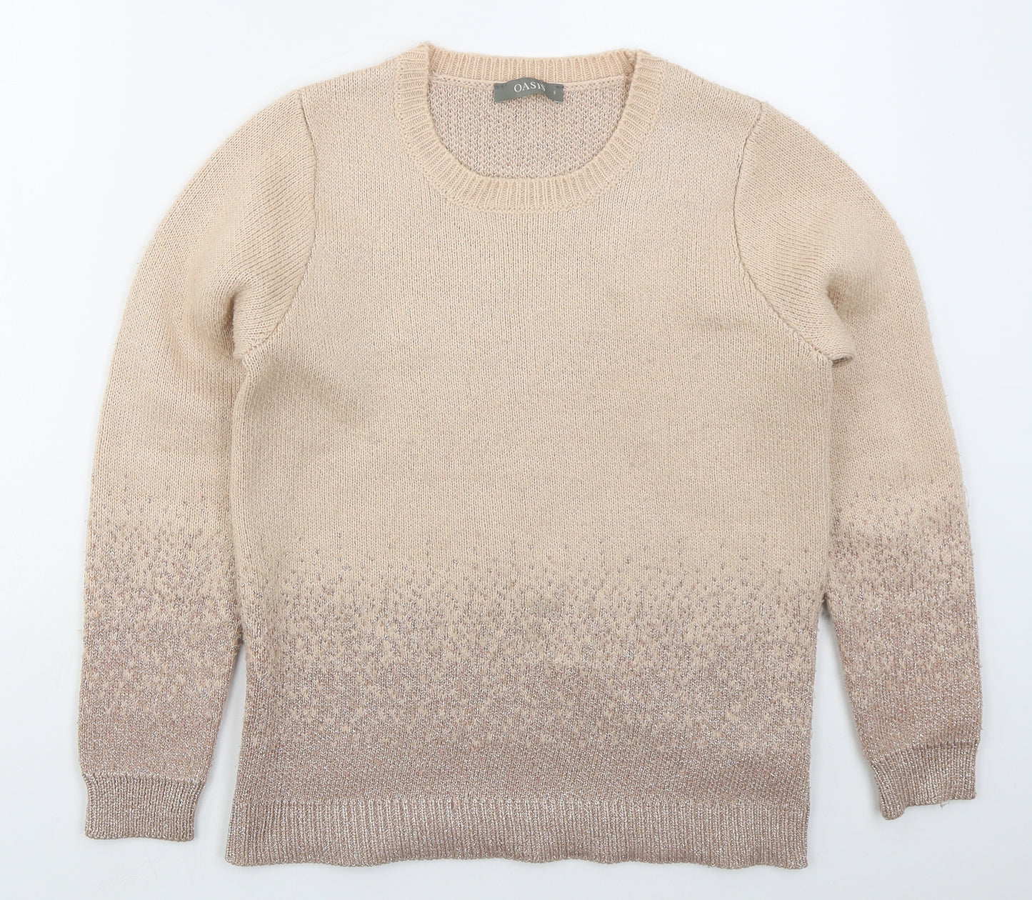 Oasis Womens Pink Crew Neck  Acrylic Pullover Jumper Size S
