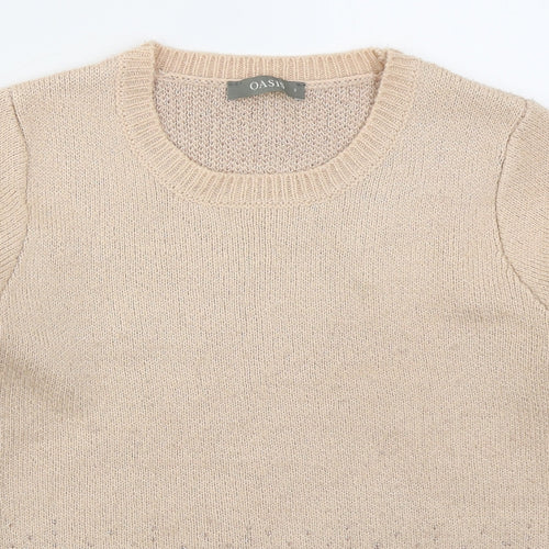 Oasis Womens Pink Crew Neck  Acrylic Pullover Jumper Size S