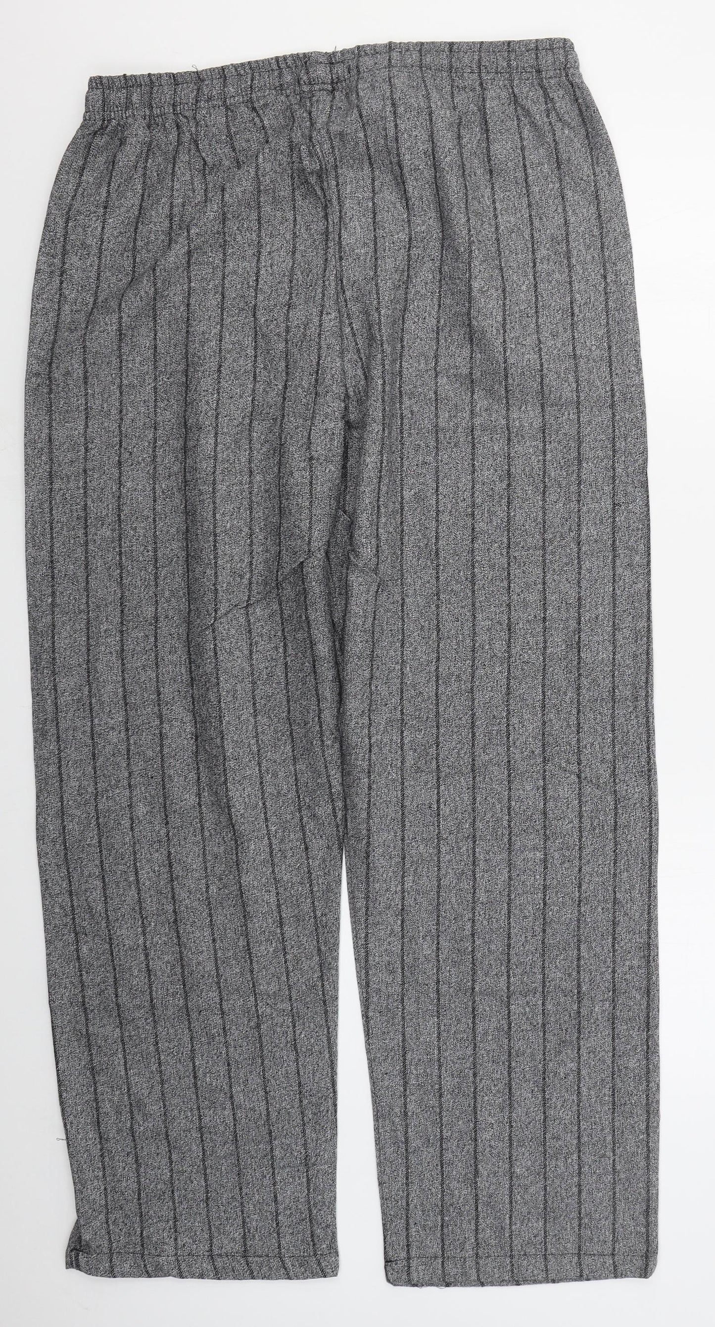 Primark Mens Grey Striped Cotton Trousers  Size XL L30 in Regular Drawstring - Pyjama Pants