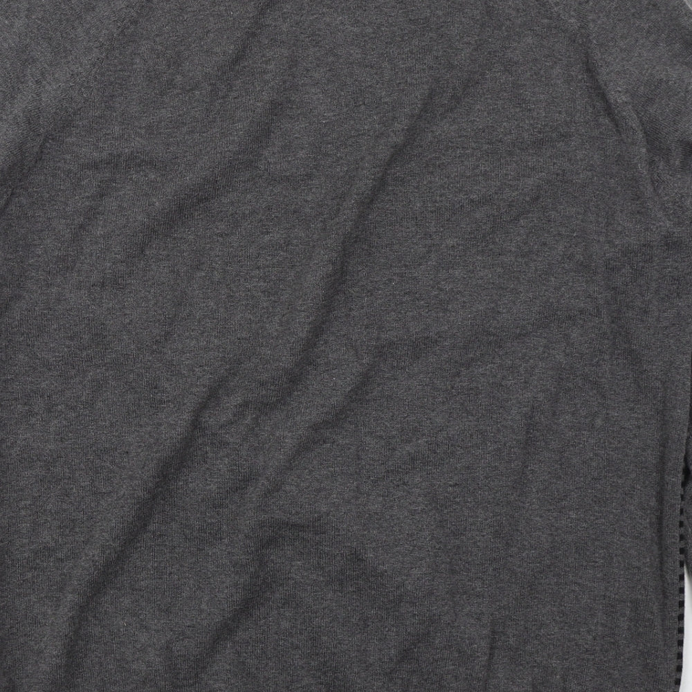 Cedar Wood State Mens Grey Crew Neck Striped Cotton Pullover Jumper Size L