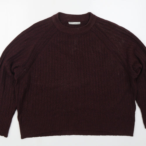 Pull & Bear Womens Purple Crew Neck  Acrylic Pullover Jumper Size M