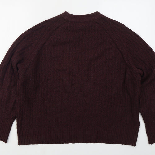 Pull & Bear Womens Purple Crew Neck  Acrylic Pullover Jumper Size M