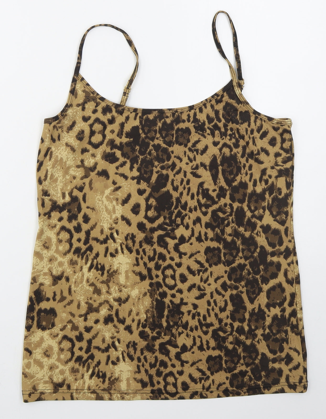 NEXT Womens Brown Animal Print Nylon Basic Tank Size 16 Scoop Neck