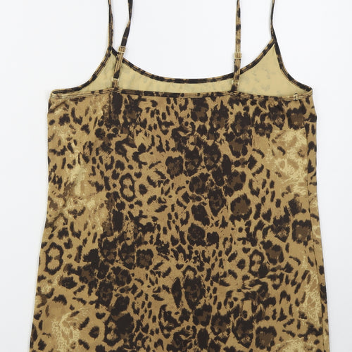 NEXT Womens Brown Animal Print Nylon Basic Tank Size 16 Scoop Neck