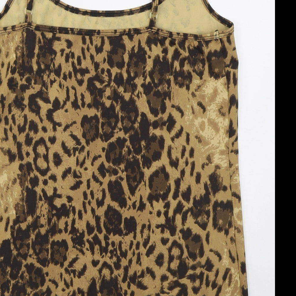 NEXT Womens Brown Animal Print Nylon Basic Tank Size 16 Scoop Neck