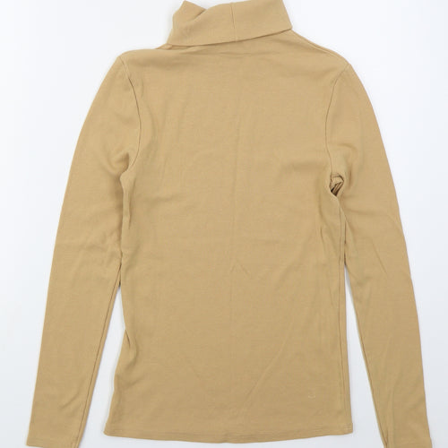 George Womens Beige  Cotton Basic T-Shirt Size 8 Roll Neck