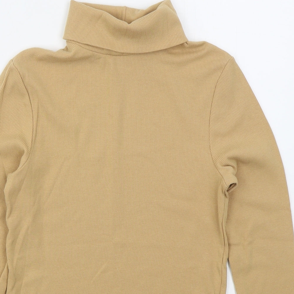 George Womens Beige  Cotton Basic T-Shirt Size 8 Roll Neck