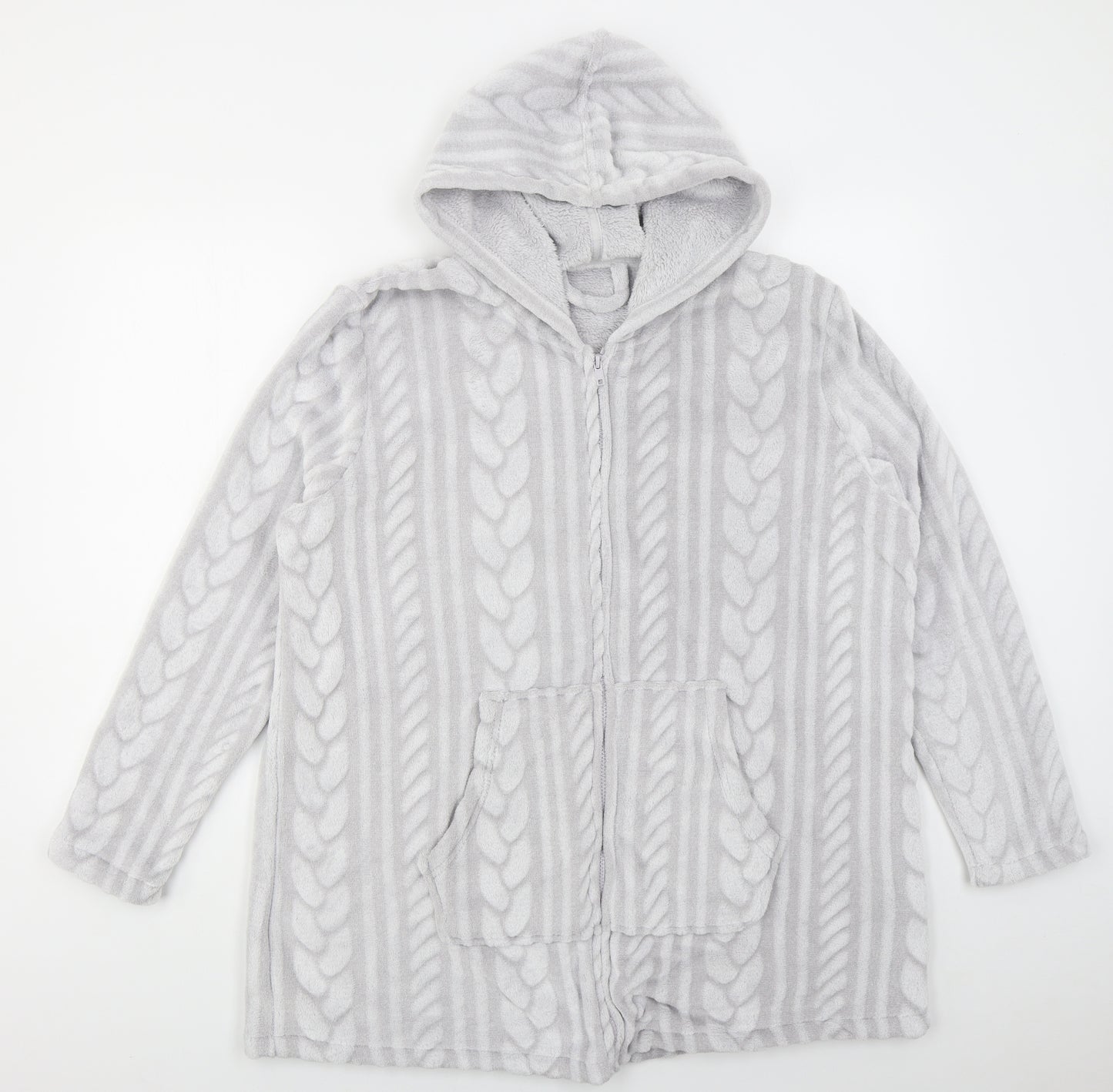 Dunnes Womens Grey Solid Polyester Top Pyjama Top Size XL  Zip