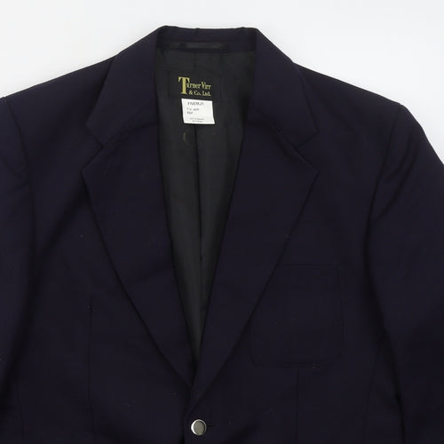 Turner Virr & Co Mens Blue  Polyester Jacket Suit Jacket Size 40