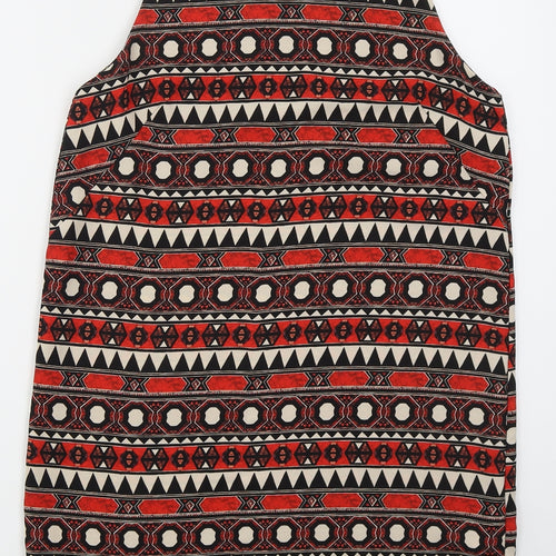 H&M Womens Red Geometric Polyester Tank Dress  Size 10  Round Neck Pullover