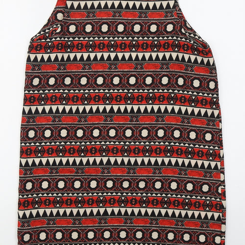 H&M Womens Red Geometric Polyester Tank Dress  Size 10  Round Neck Pullover