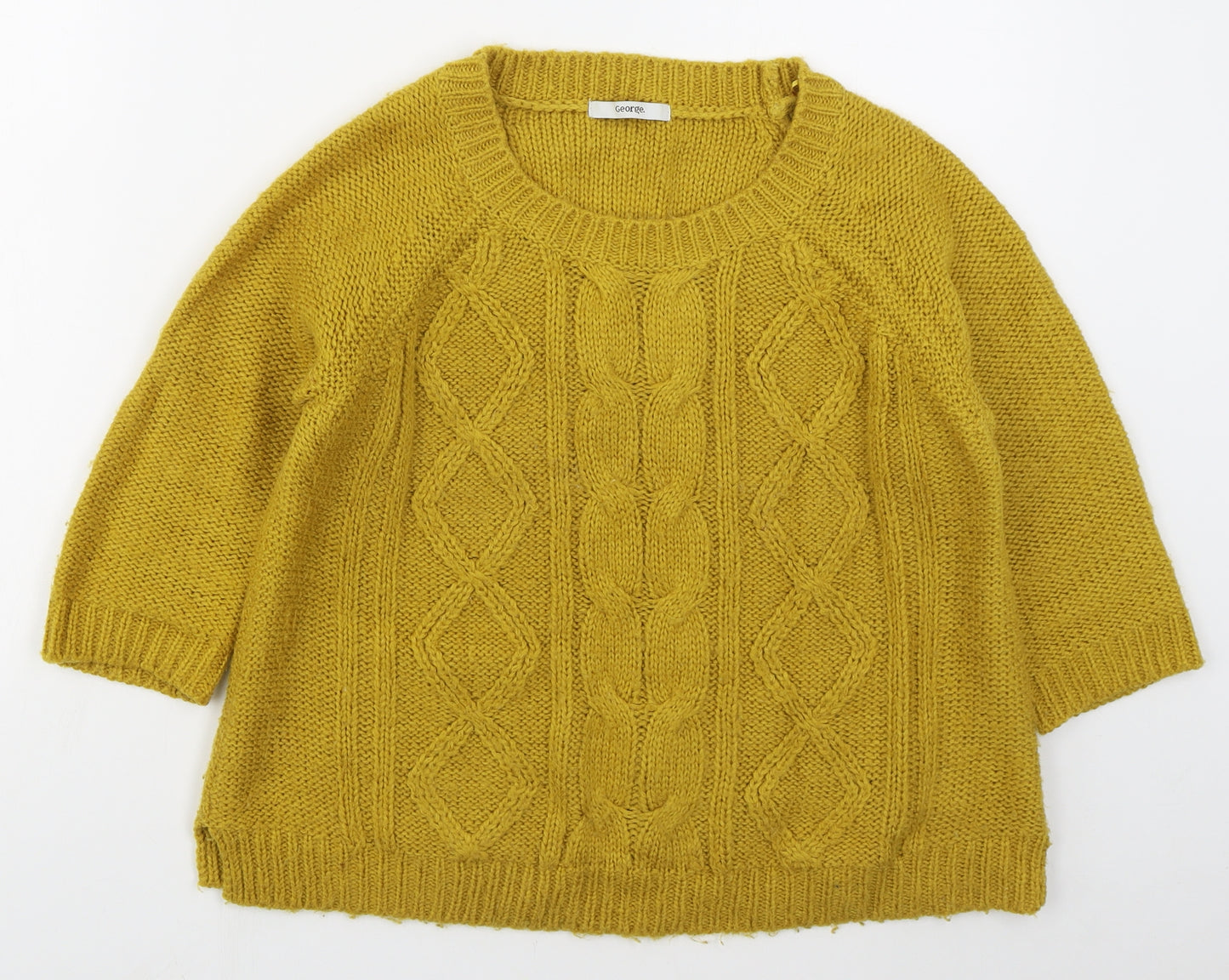 George Womens Yellow Crew Neck  Acrylic Pullover Jumper Size 10