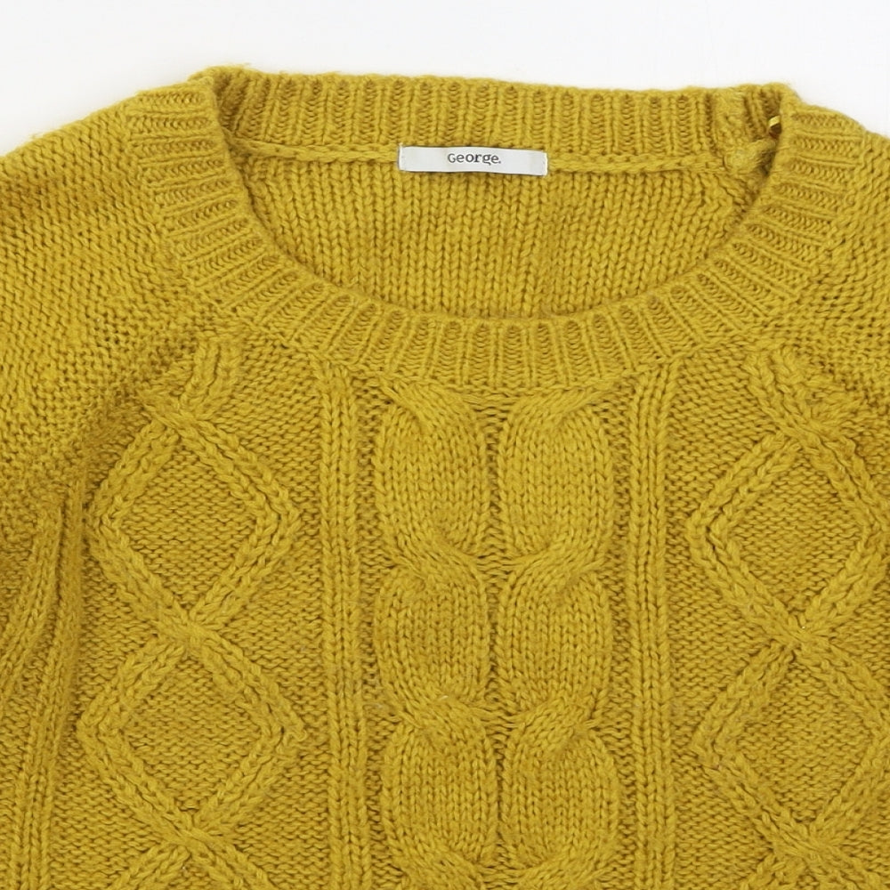 George Womens Yellow Crew Neck  Acrylic Pullover Jumper Size 10