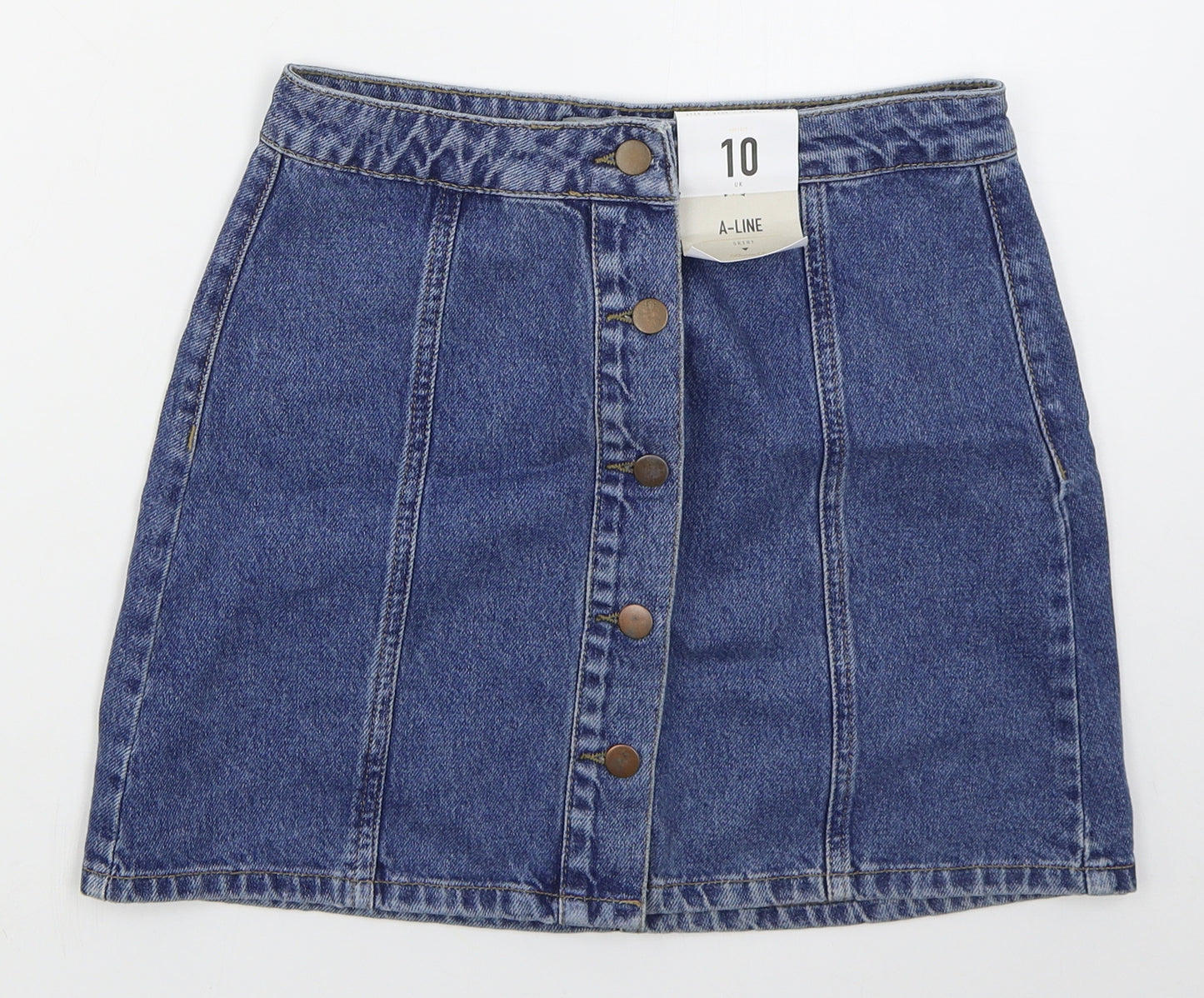 Denim Co Womens Blue  Cotton A-Line Skirt Size 10   Button