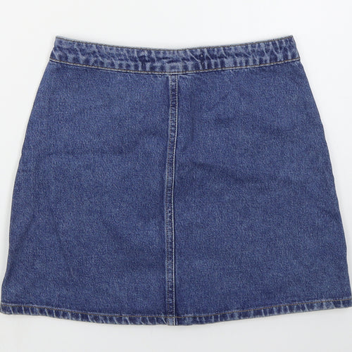Denim Co Womens Blue  Cotton A-Line Skirt Size 10   Button