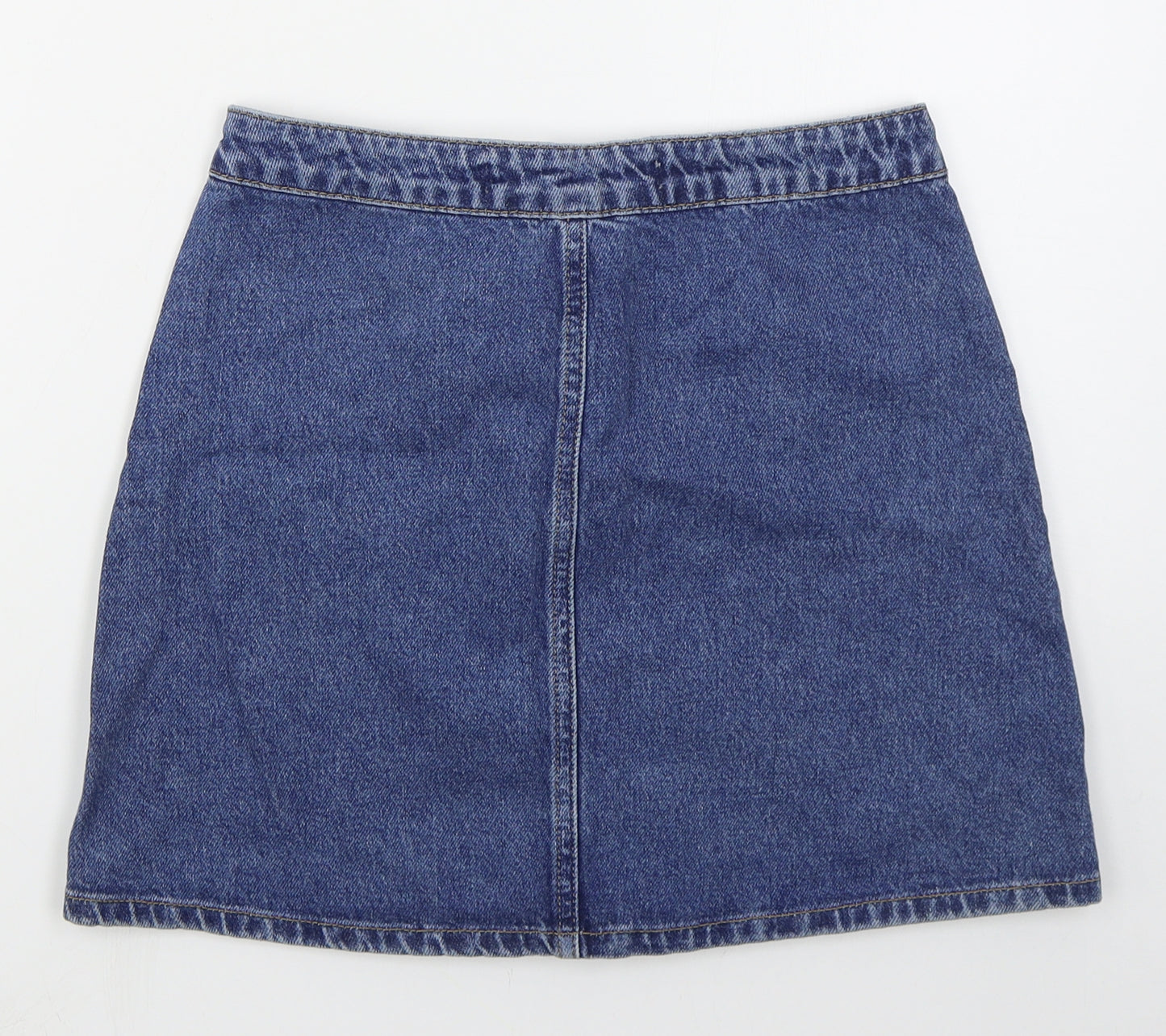 Denim Co Womens Blue  Cotton A-Line Skirt Size 10   Button