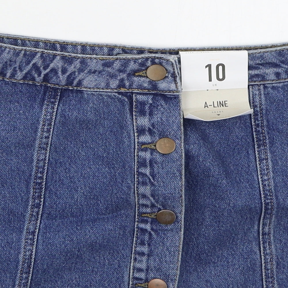 Denim Co Womens Blue  Cotton A-Line Skirt Size 10   Button