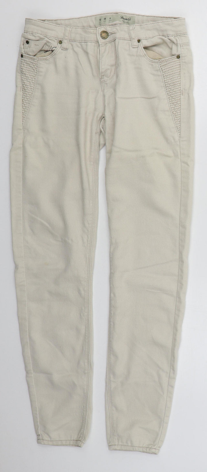 Denim Co Womens Beige Cotton Skinny Jeans Size 10 L29 in Regular Button