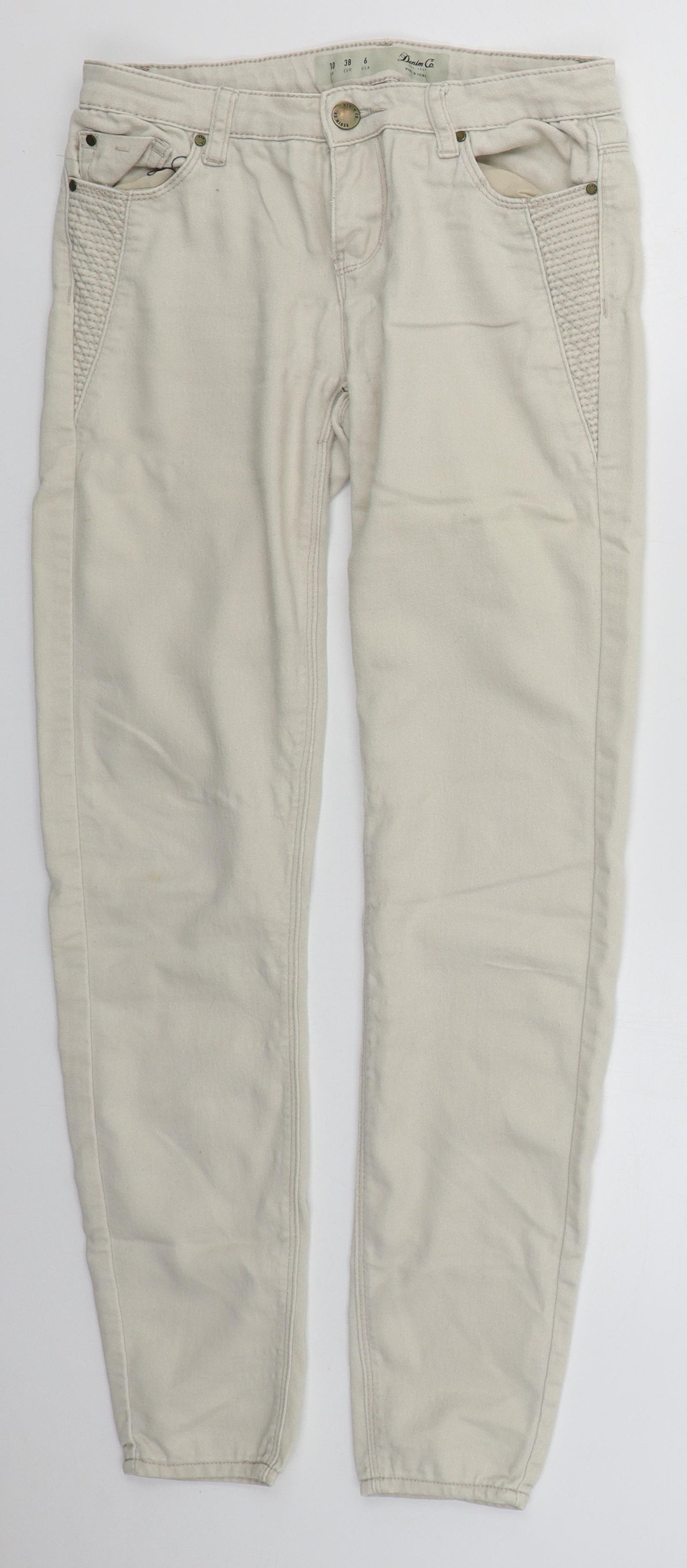 Denim Co Womens Beige  Cotton Skinny Jeans Size 10 L29 in Regular Button