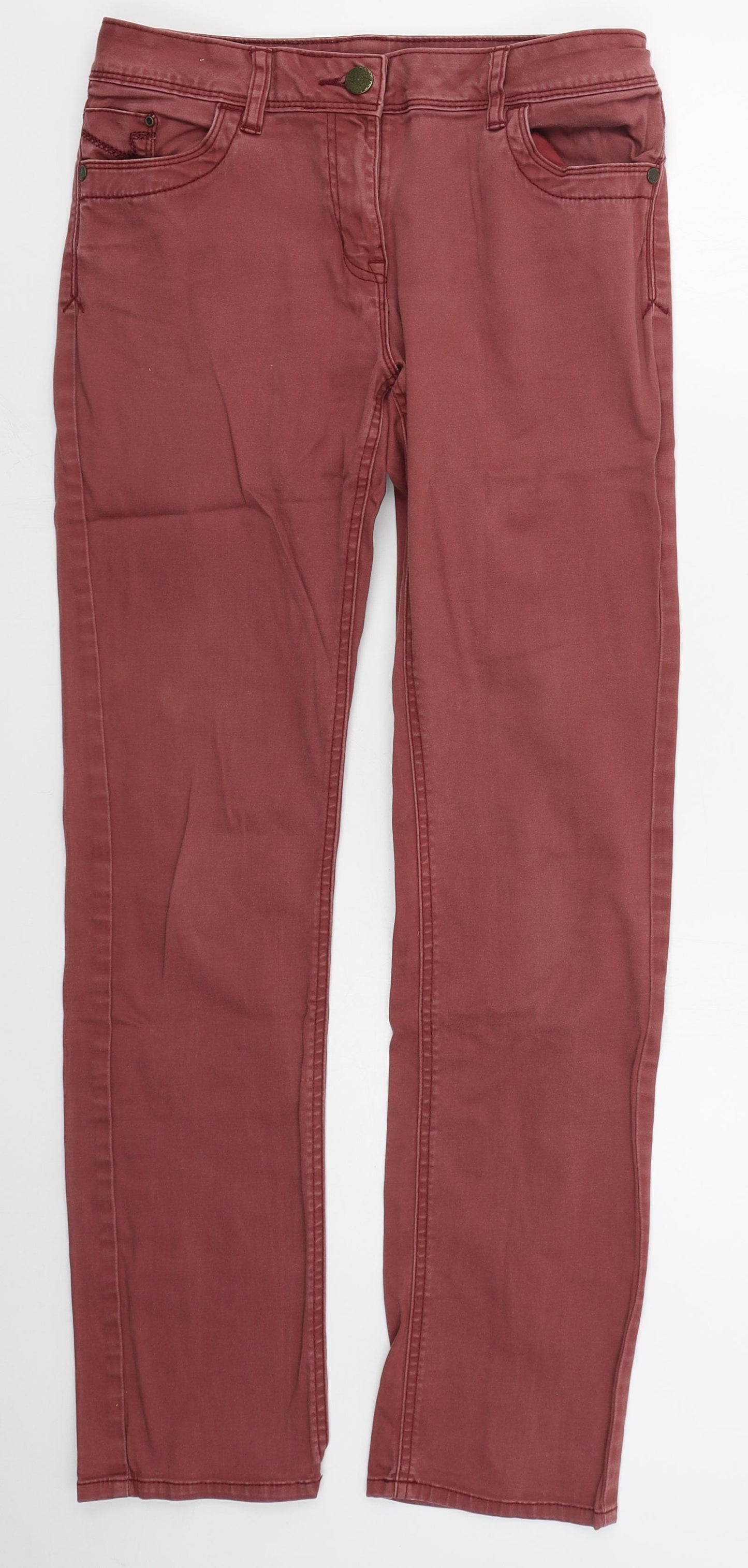 George Womens Red  Cotton Straight Jeans Size 10 L30 in Regular Button