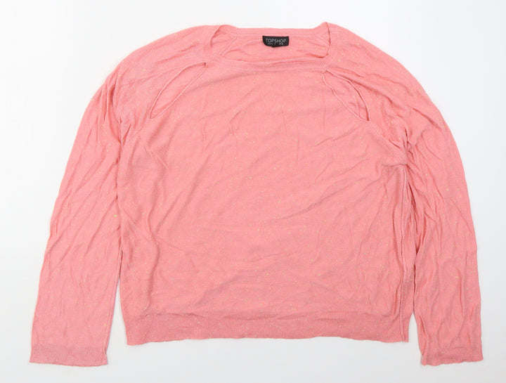 Topshop Womens Pink Crew Neck  Viscose Pullover Jumper Size 16   - Cut Out