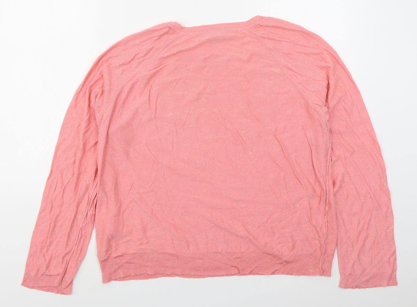 Topshop Womens Pink Crew Neck  Viscose Pullover Jumper Size 16   - Cut Out