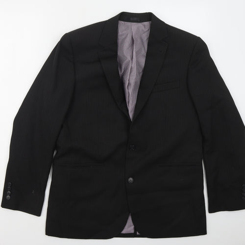 Taylor & Wright Mens Black Striped Polyester Jacket Suit Jacket Size 40