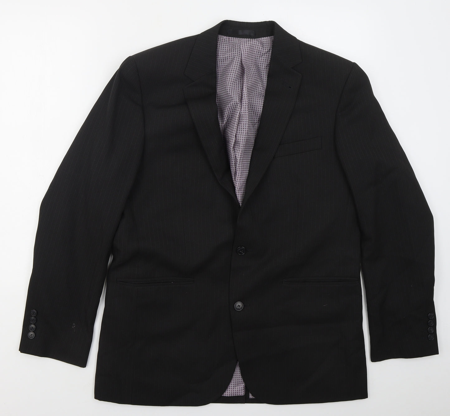 Taylor & Wright Mens Black Striped Polyester Jacket Suit Jacket Size 40