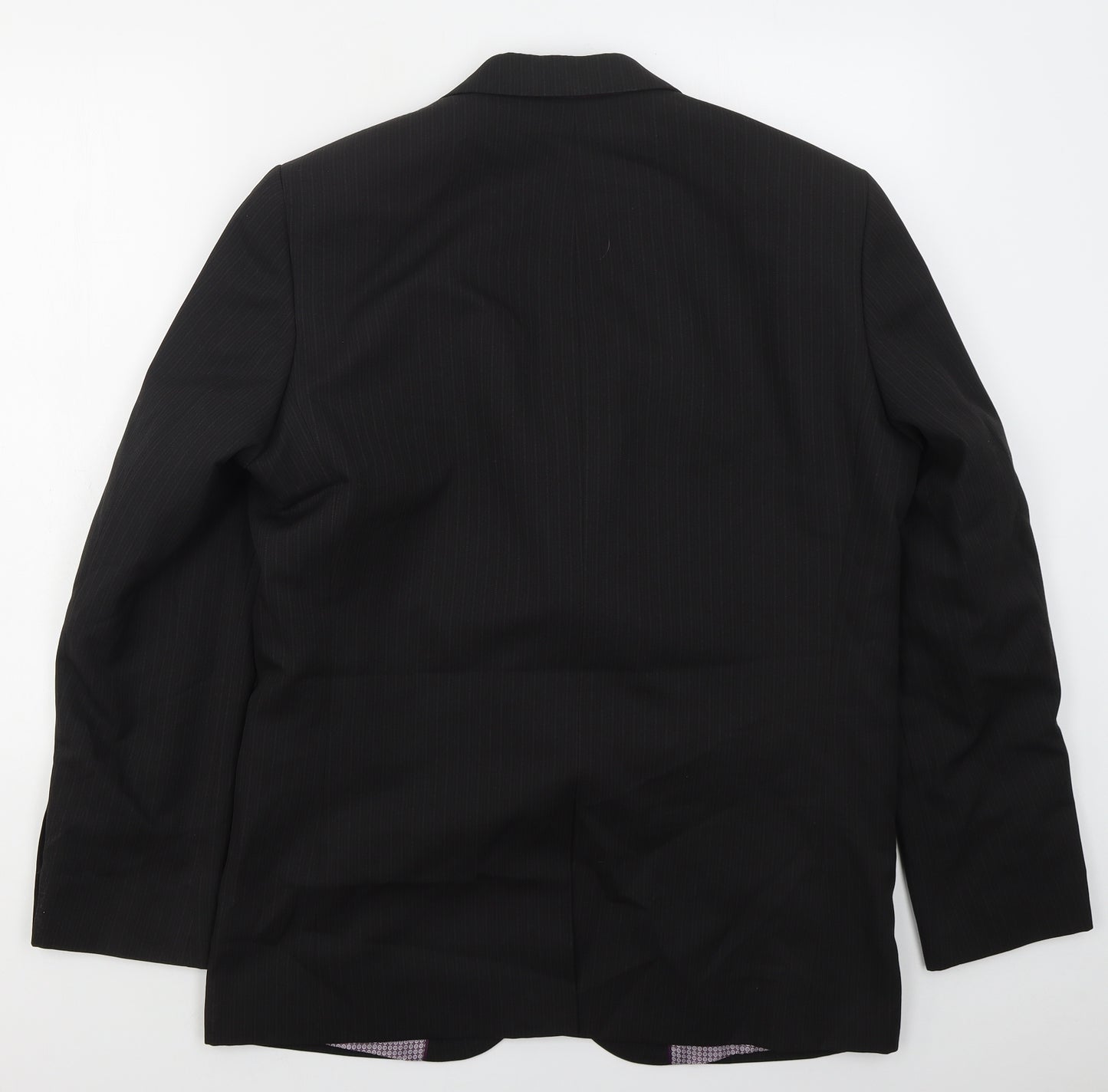 Taylor & Wright Mens Black Striped Polyester Jacket Suit Jacket Size 40