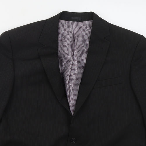 Taylor & Wright Mens Black Striped Polyester Jacket Suit Jacket Size 40