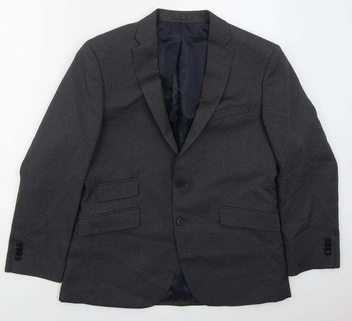 Taylor & Wright Mens Grey Striped Polyester Jacket Suit Jacket Size 40