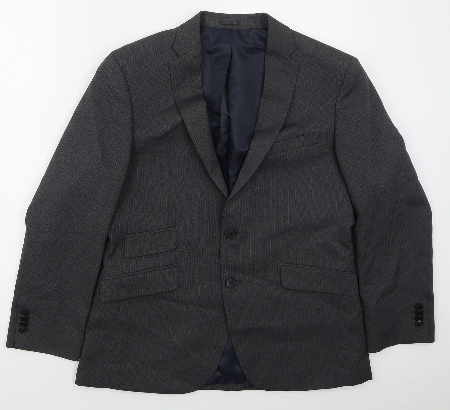 Taylor & Wright Mens Grey Striped Polyester Jacket Suit Jacket Size 40