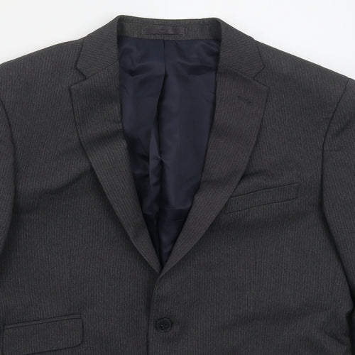 Taylor & Wright Mens Grey Striped Polyester Jacket Suit Jacket Size 40