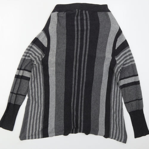 George Womens Grey V-Neck Striped Viscose Cardigan Jumper Size 14