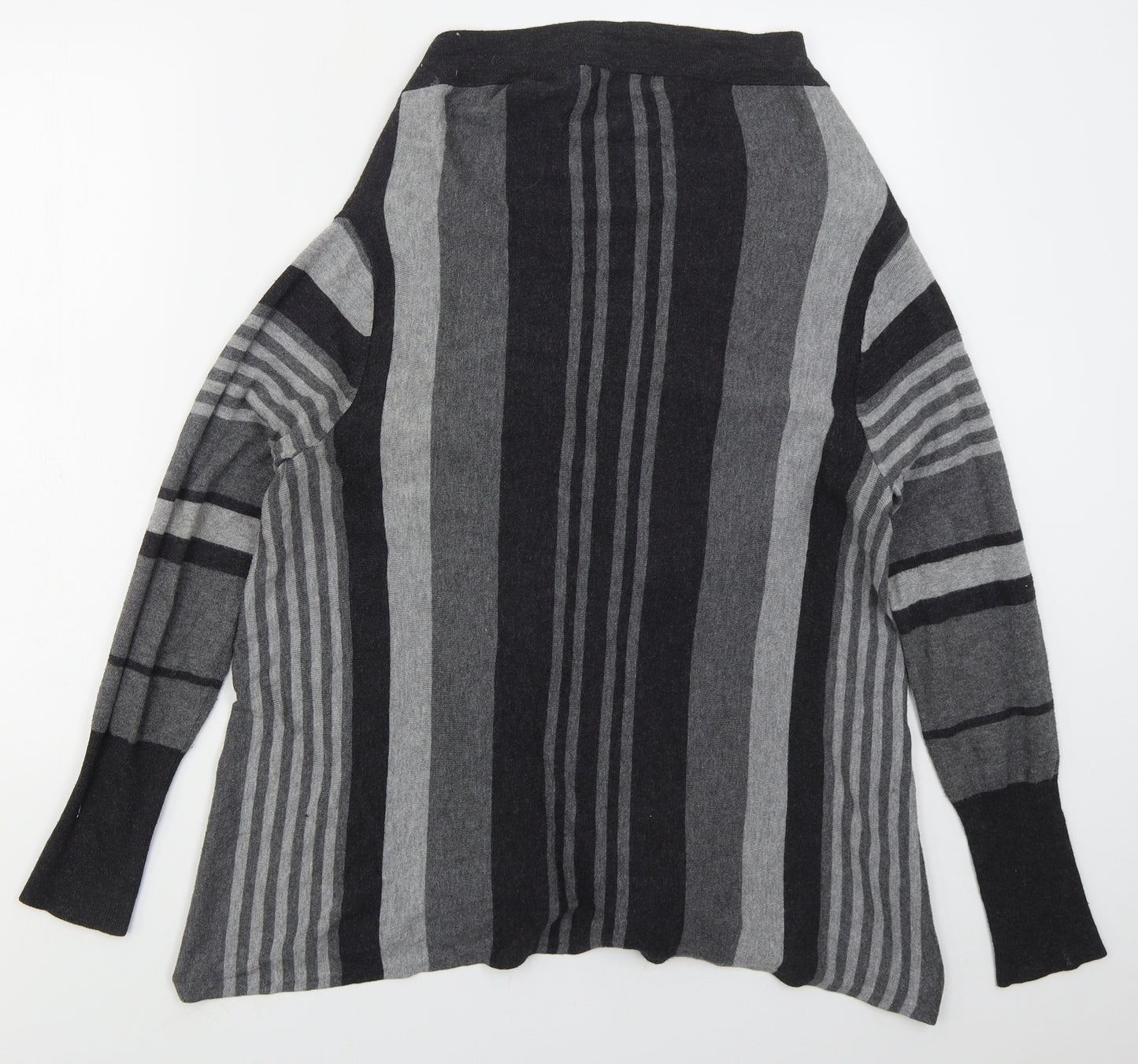 George Womens Grey V-Neck Striped Viscose Cardigan Jumper Size 14