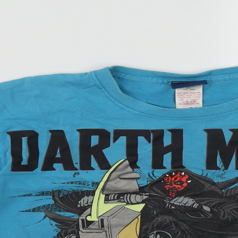 Debenhams Boys Blue  Cotton Basic T-Shirt Size 7-8 Years Round Neck  - Star Wars