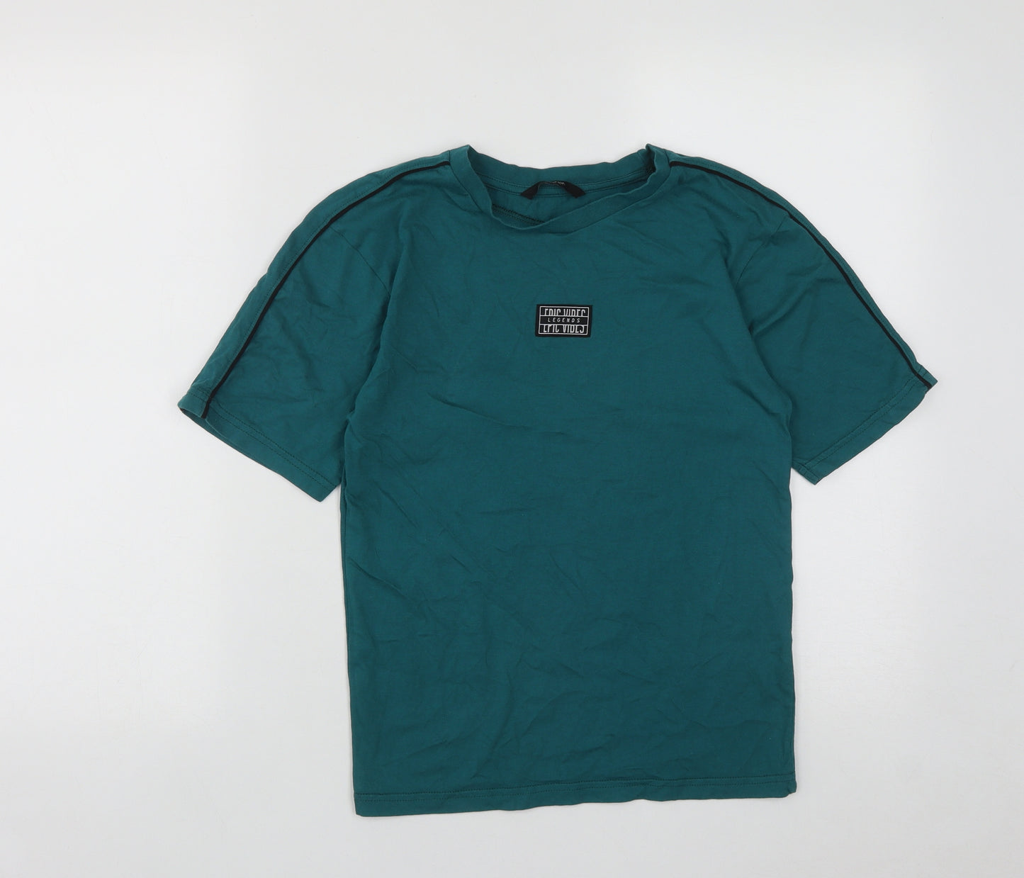 George Boys Green  Cotton Basic T-Shirt Size 7-8 Years Round Neck
