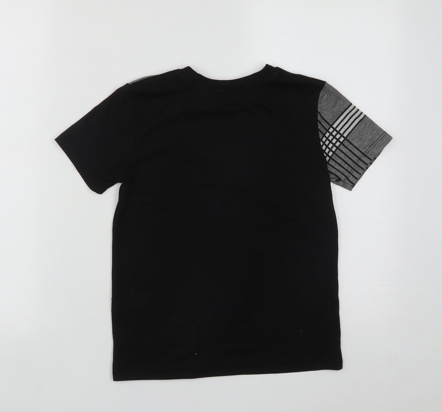 George Boys Black Geometric Polyester Basic T-Shirt Size 8-9 Years Round Neck