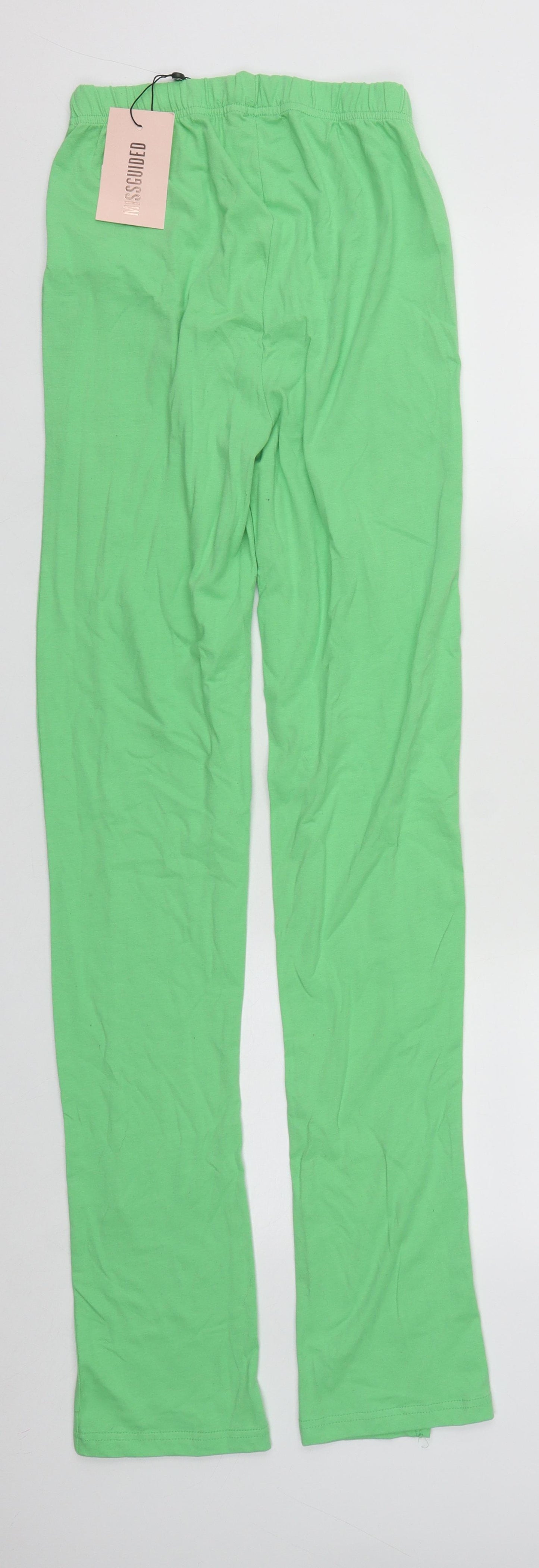 Missguided Womens Green  Cotton Jegging Trousers Size 8 L33 in Regular