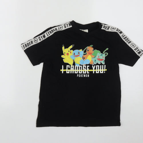 Studio Boys Black  Cotton Basic T-Shirt Size 7-8 Years Round Neck  - Pokeman