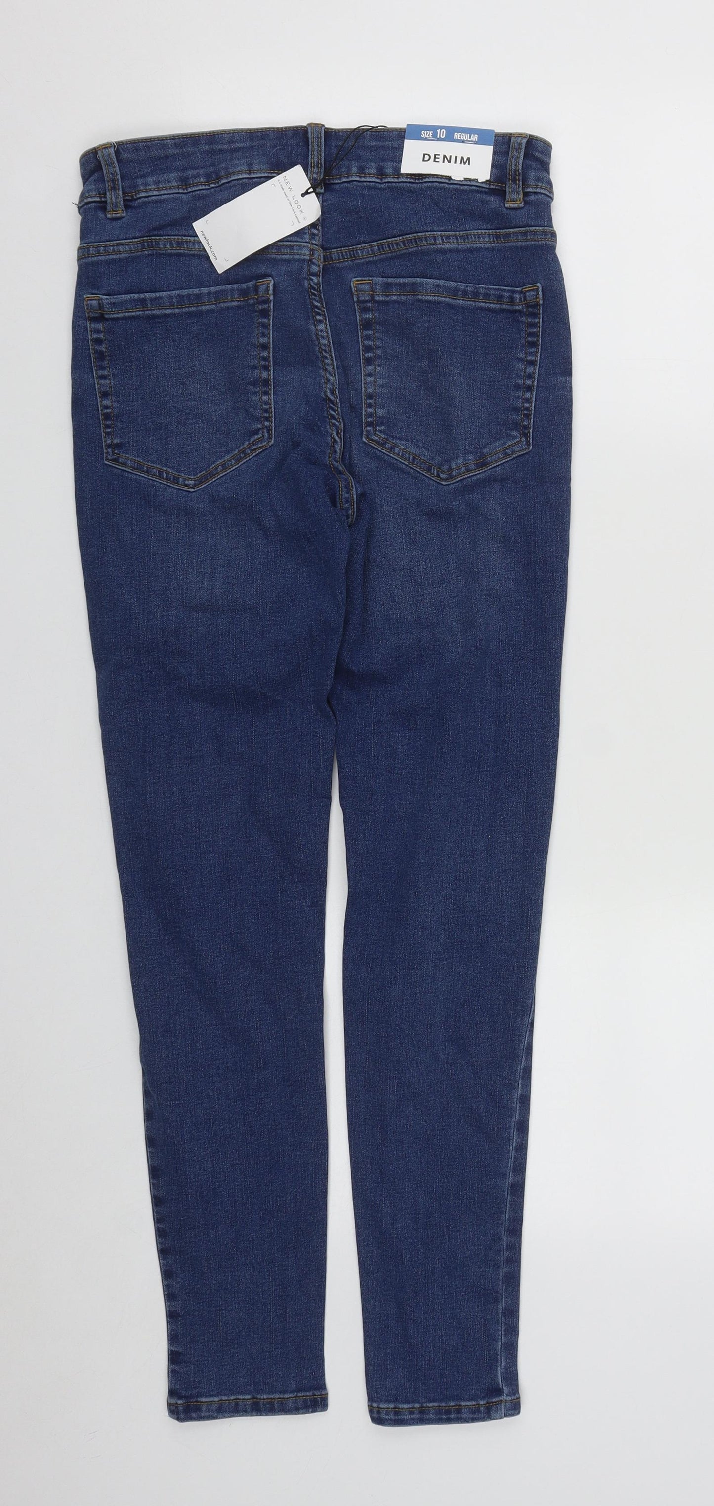 New Look Womens Blue  Cotton Straight Jeans Size 10 L27 in Regular Zip