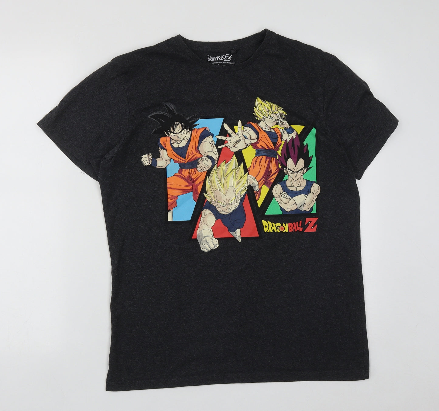 Primark Mens Grey  Polyester  T-Shirt Size L Round Neck  - Dragon Ball Z