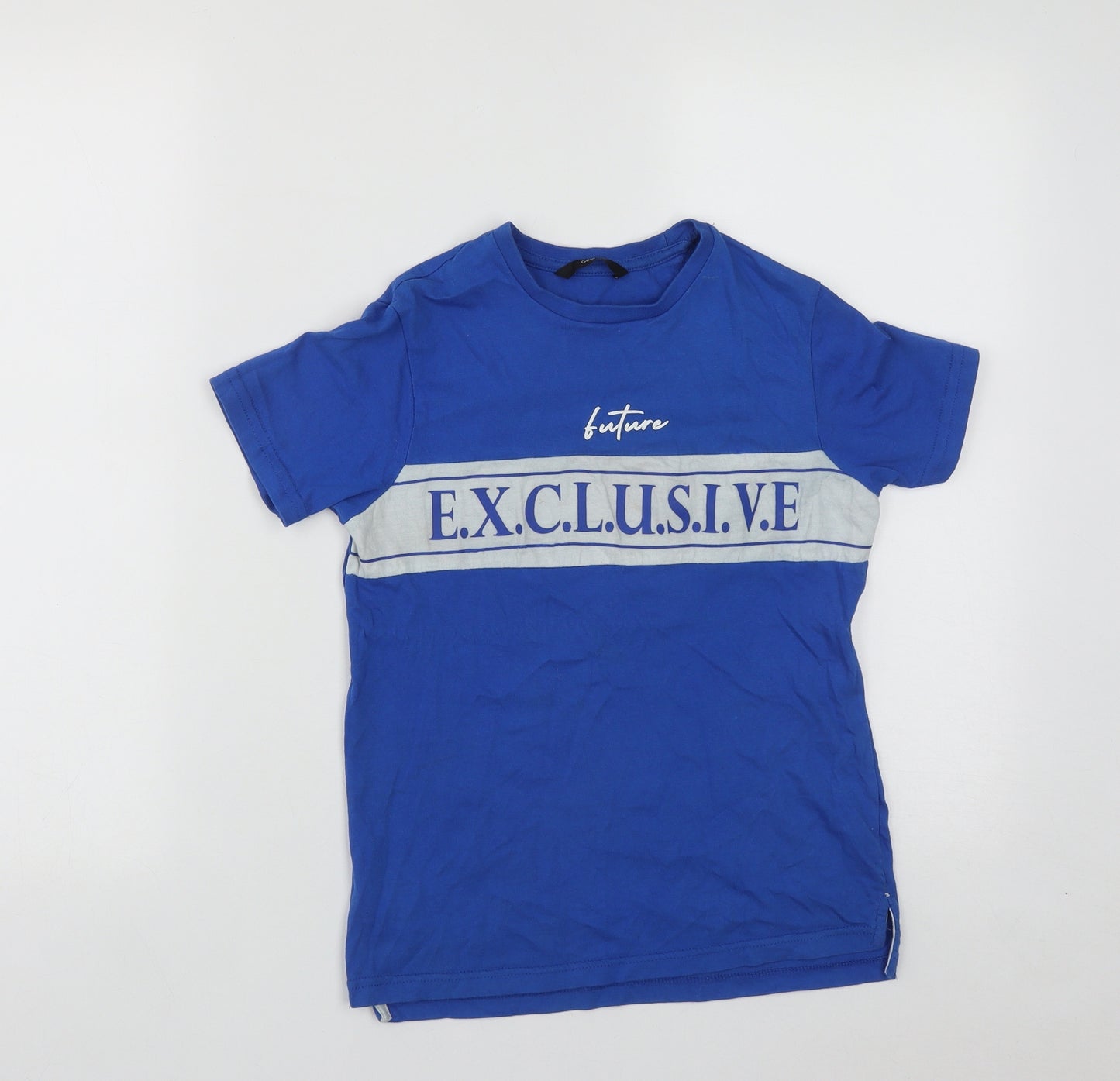 George Boys Blue  Cotton Basic T-Shirt Size 8-9 Years Round Neck